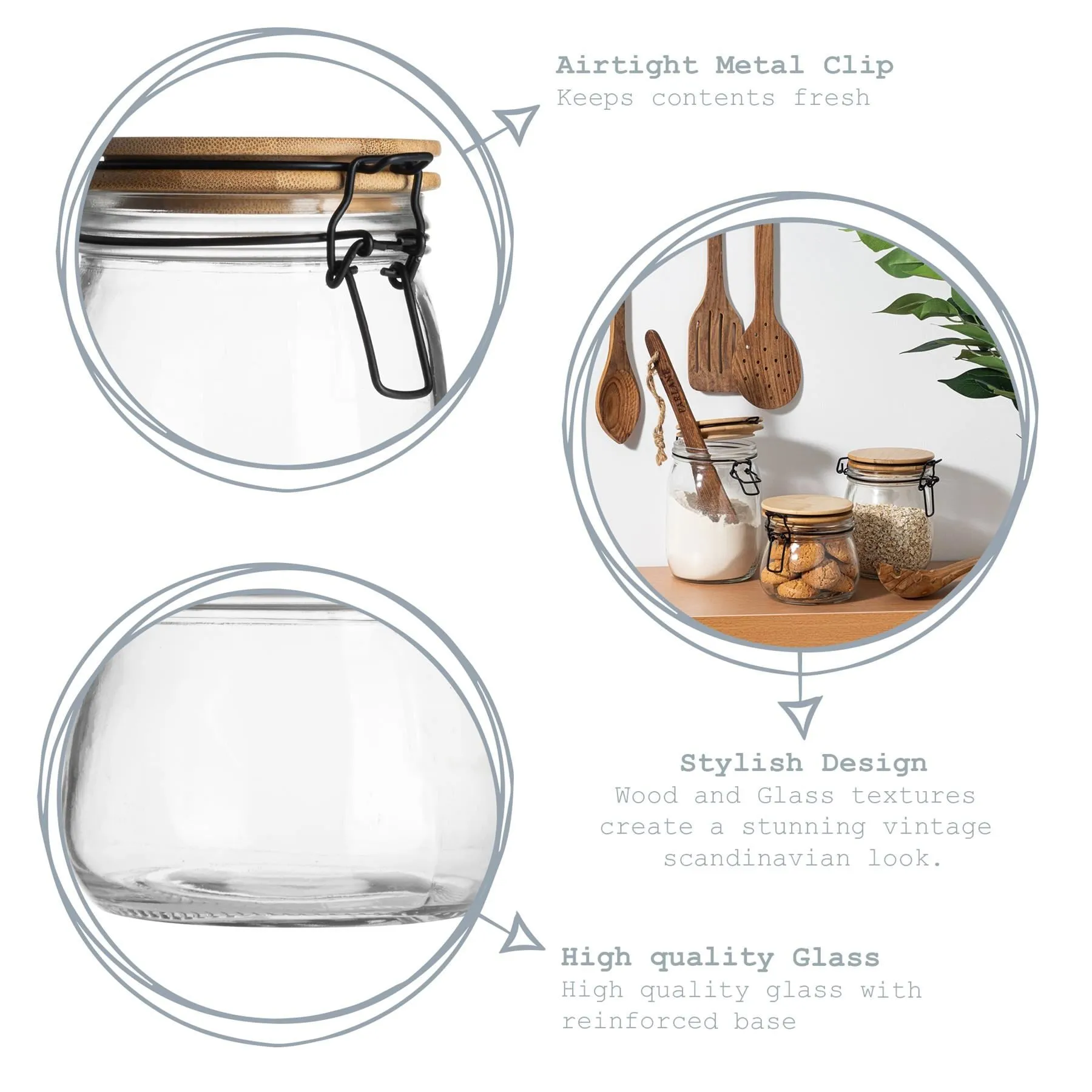 500ml Glass Storage Jar with Wooden Clip Lid - By Argon Tableware