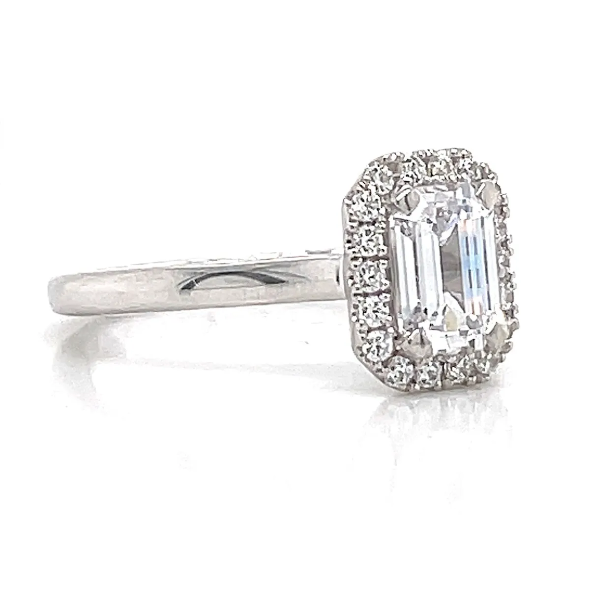 A. Jaffe Emerald Cut Halo Engagement Ring Setting in White Gold