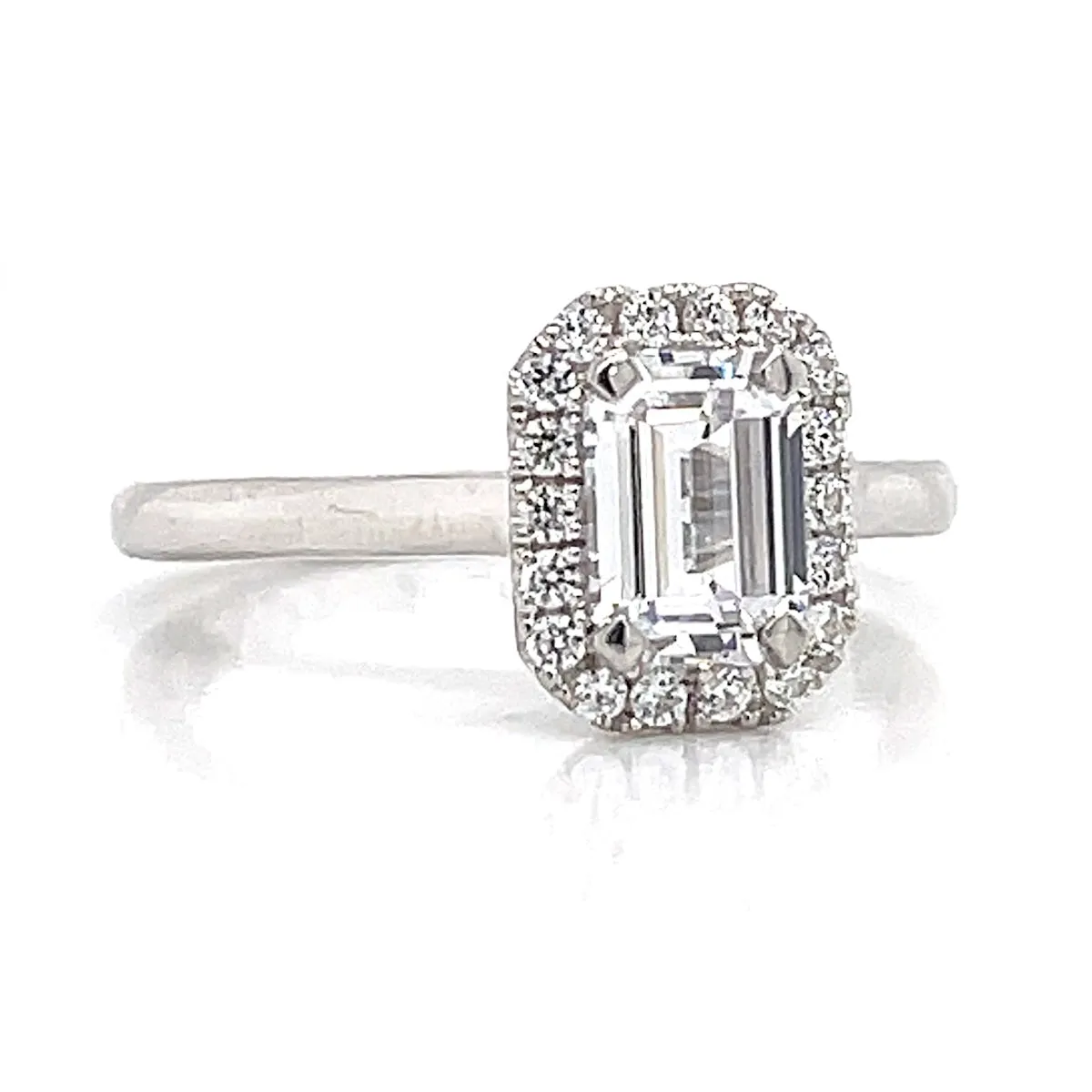 A. Jaffe Emerald Cut Halo Engagement Ring Setting in White Gold