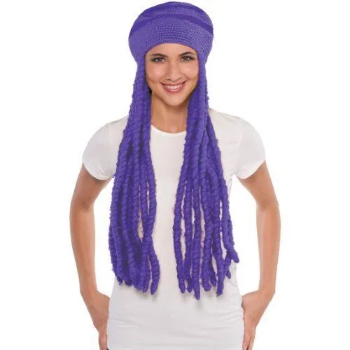 Adult Wig Dread Cap Purple