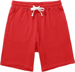 AMY COULEE Men's Casual Shorts 8" Cotton Athletic Workout Lounge Sweat Shorts with Pockets