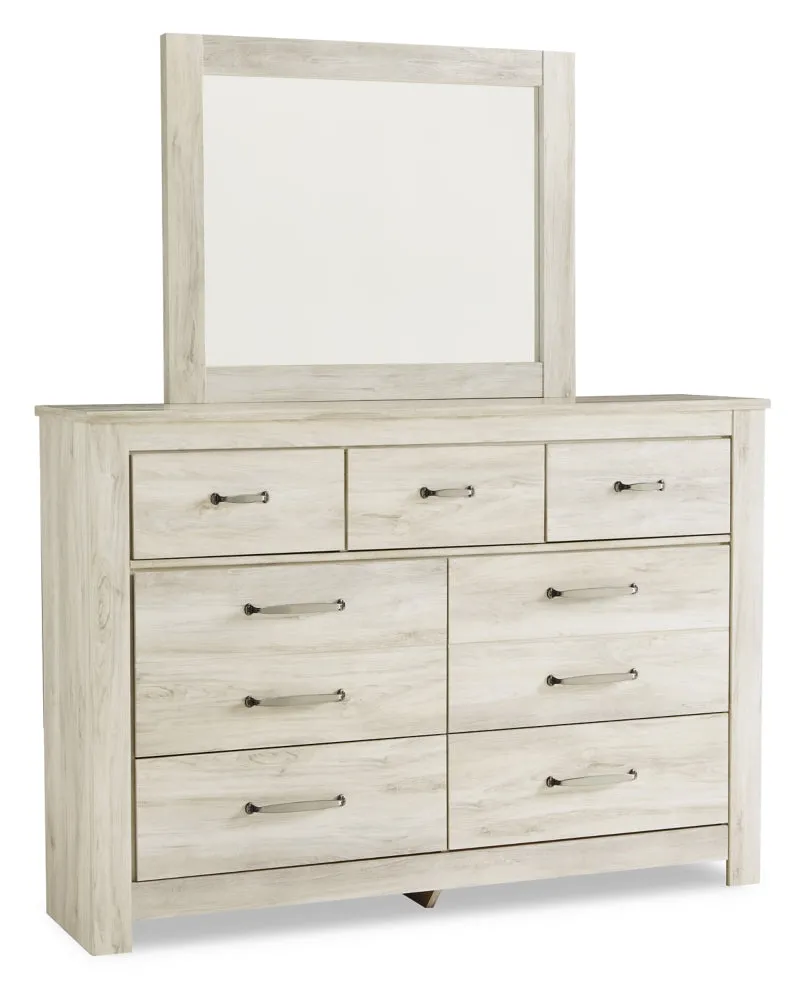 Bellaby King Platform Bed with 2 Storage Drawers with Mirrored Dresser, Chest and 2 Nightstands