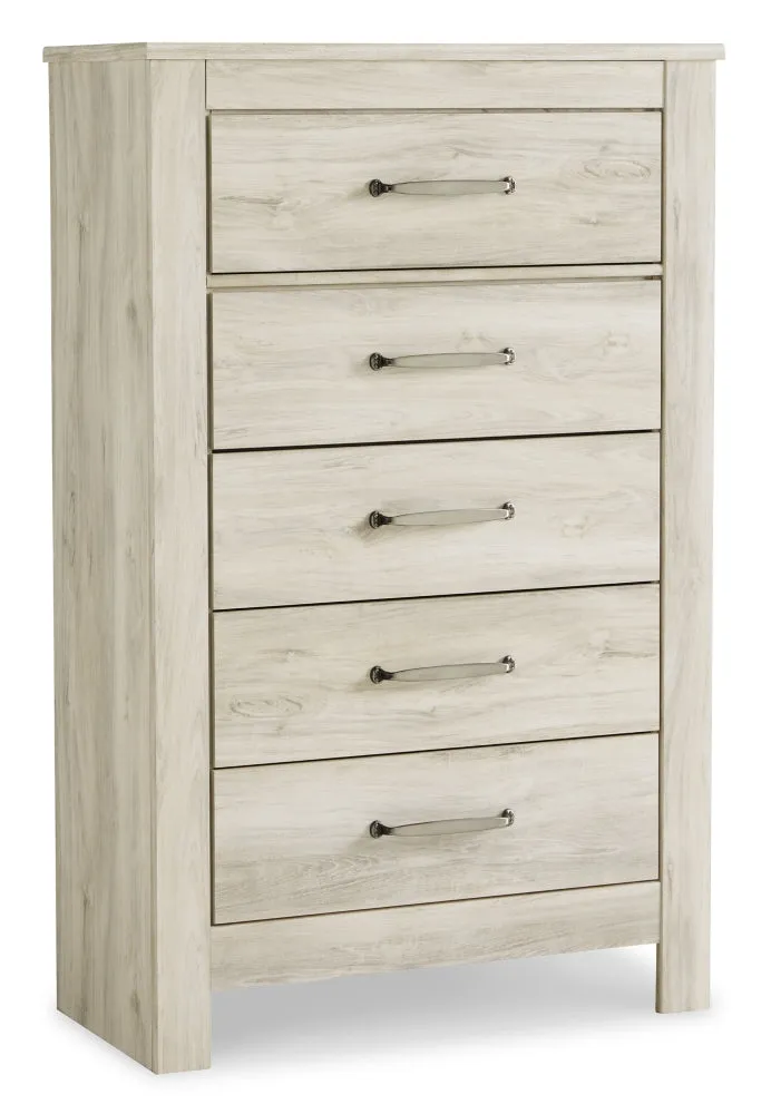 Bellaby King Platform Bed with 2 Storage Drawers with Mirrored Dresser, Chest and 2 Nightstands