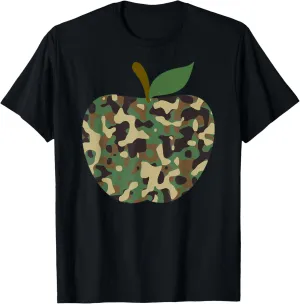 Camo Apple First Day Of School Teaching Team T-Shirt