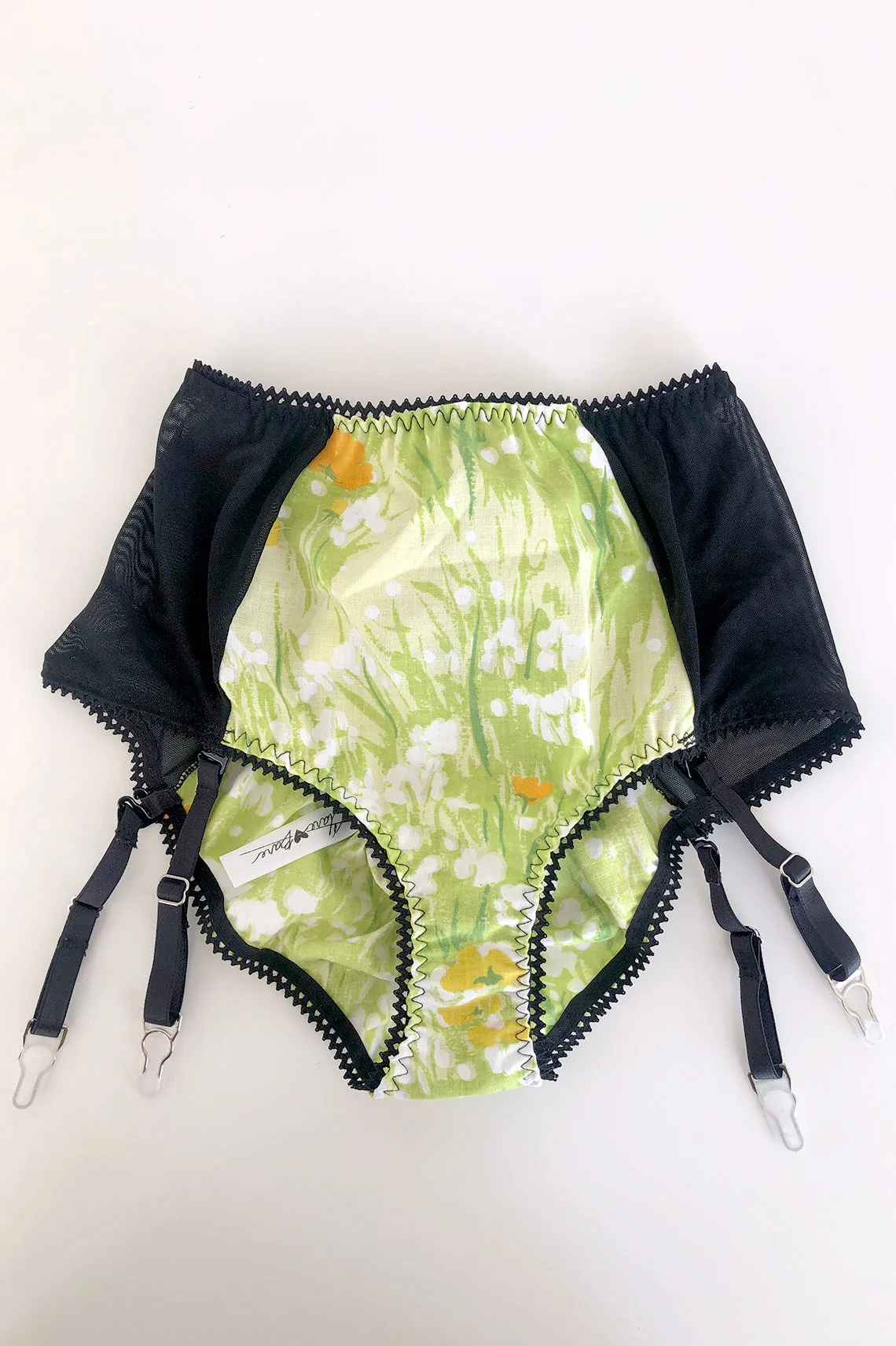 Cardamine Lace Up Panty in Greener Grass Vintage Fabric