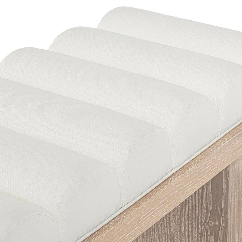 Caspian White Linen Bench by Worlds Away