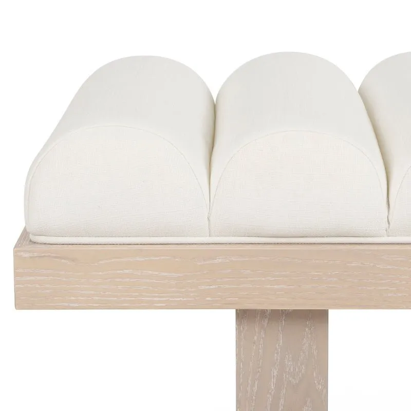 Caspian White Linen Bench by Worlds Away