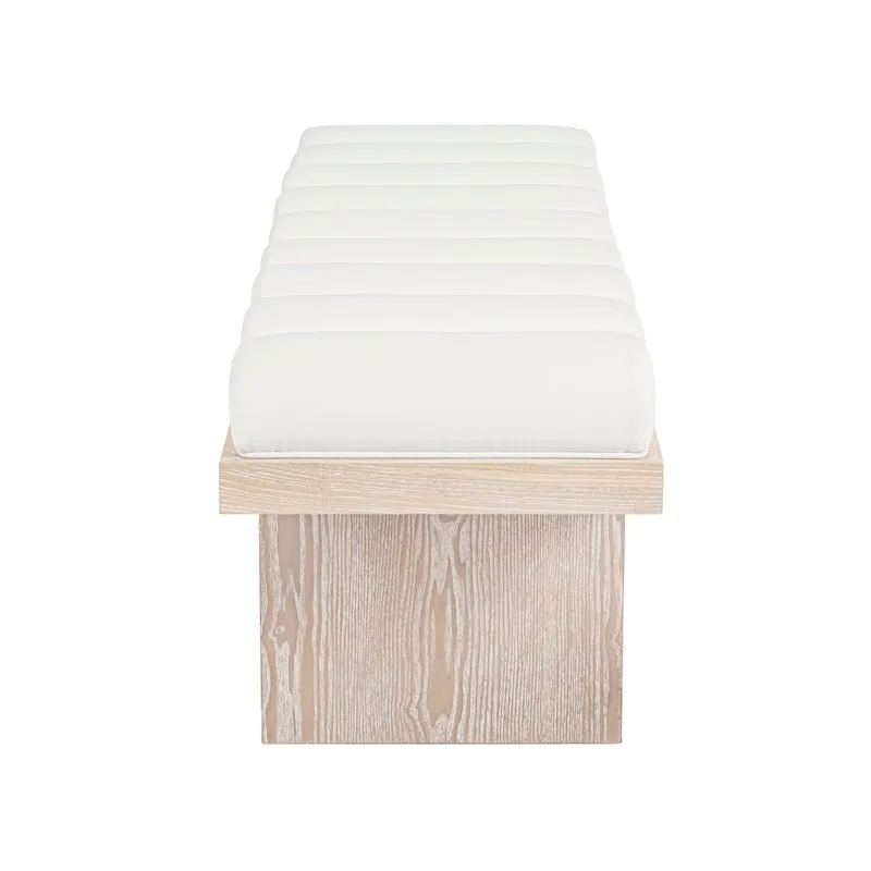 Caspian White Linen Bench by Worlds Away