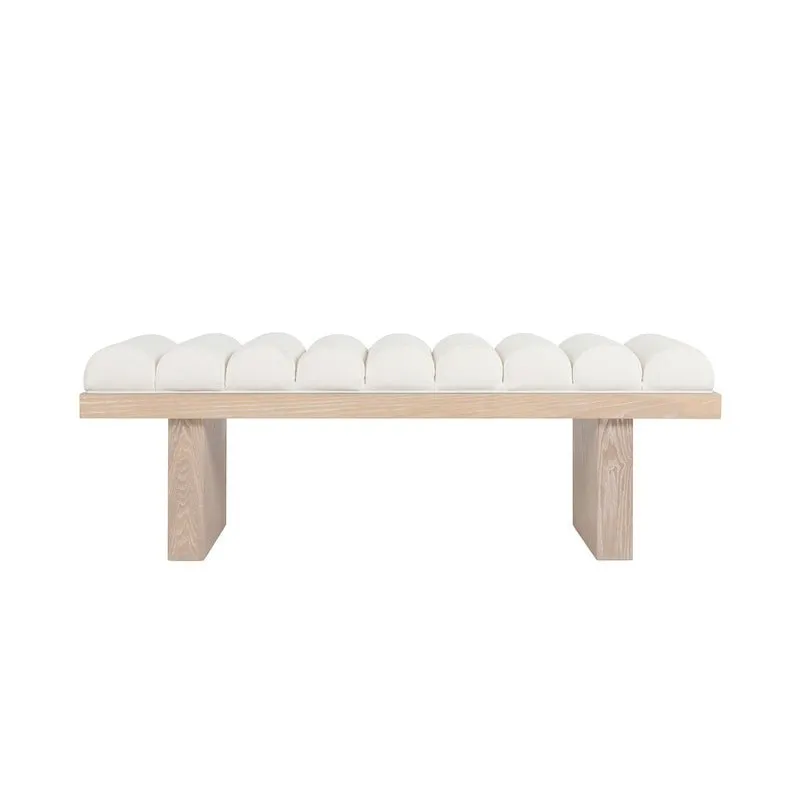 Caspian White Linen Bench by Worlds Away