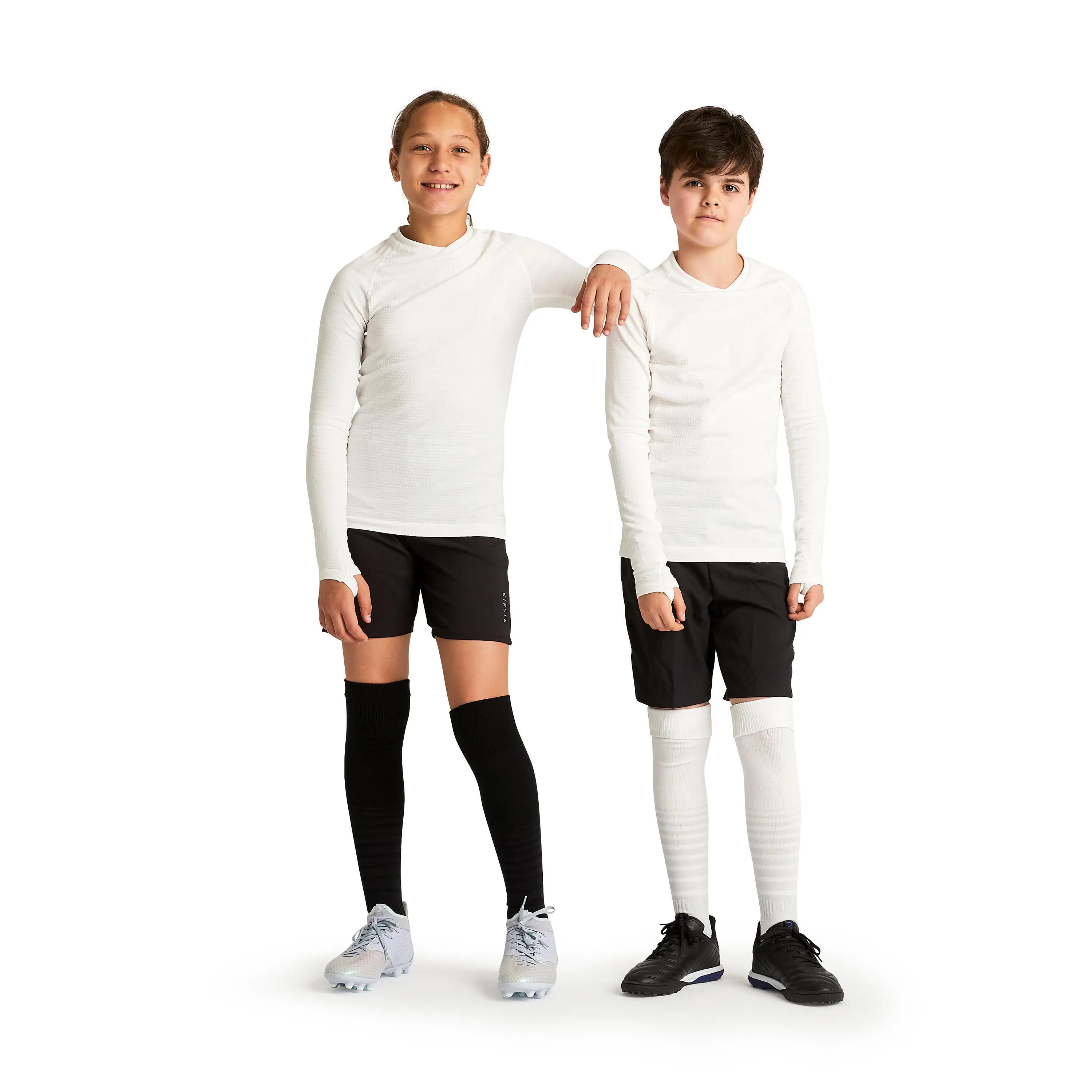 Children's football shirt with long sleeves - Keepdry 500 white KIPSTA, white