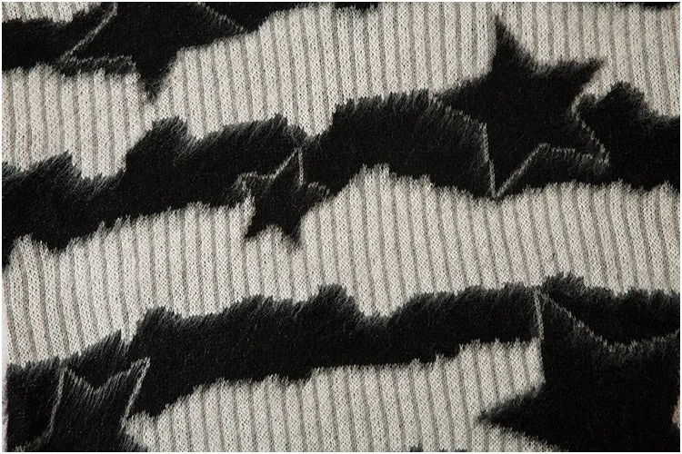 Contrasting Striped Star Jacquard Knitwear