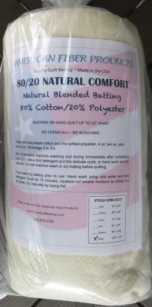 Cotton/Polyester 80/20 Blend Batting - King Size