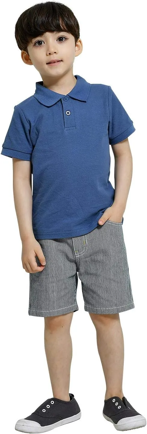 CUNYI Boys' Cotton Pique Polo Shirts Uniform Short Sleeve Tops