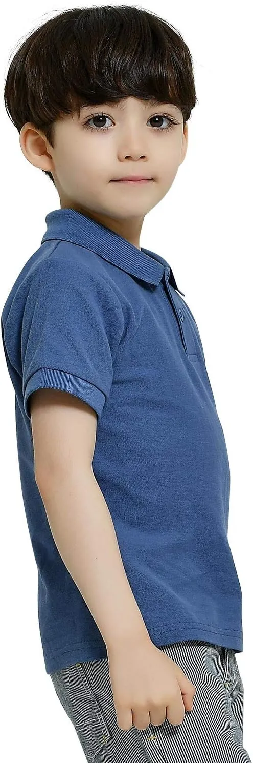CUNYI Boys' Cotton Pique Polo Shirts Uniform Short Sleeve Tops
