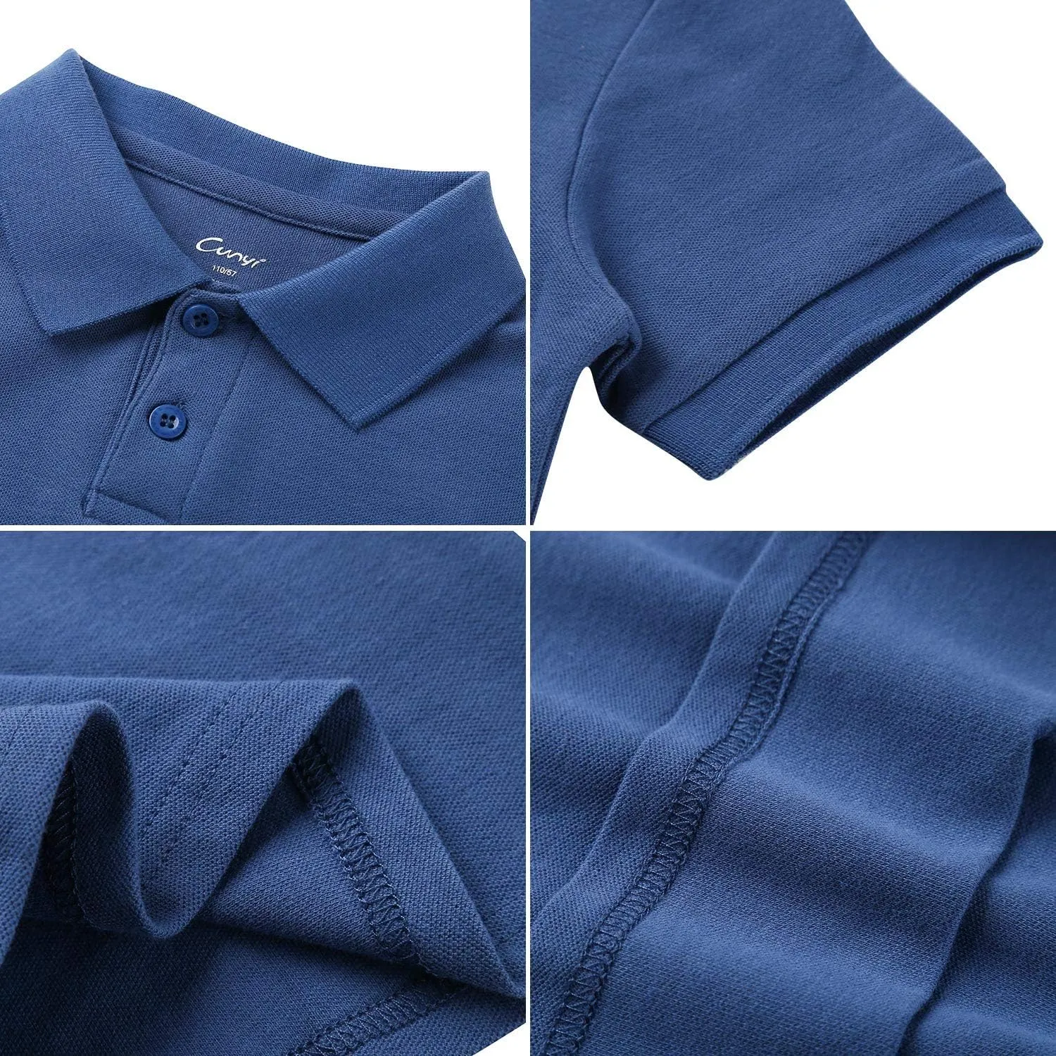 CUNYI Boys' Cotton Pique Polo Shirts Uniform Short Sleeve Tops