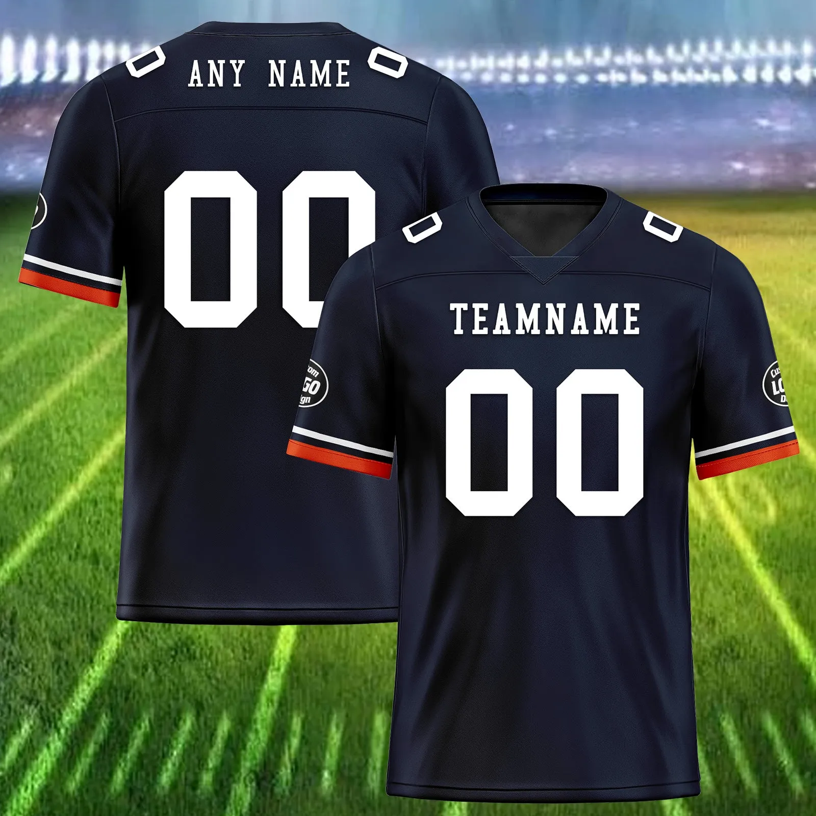 Custom Black Chicago Personalized Authentic Football Jersey FBJ02-D020263-7