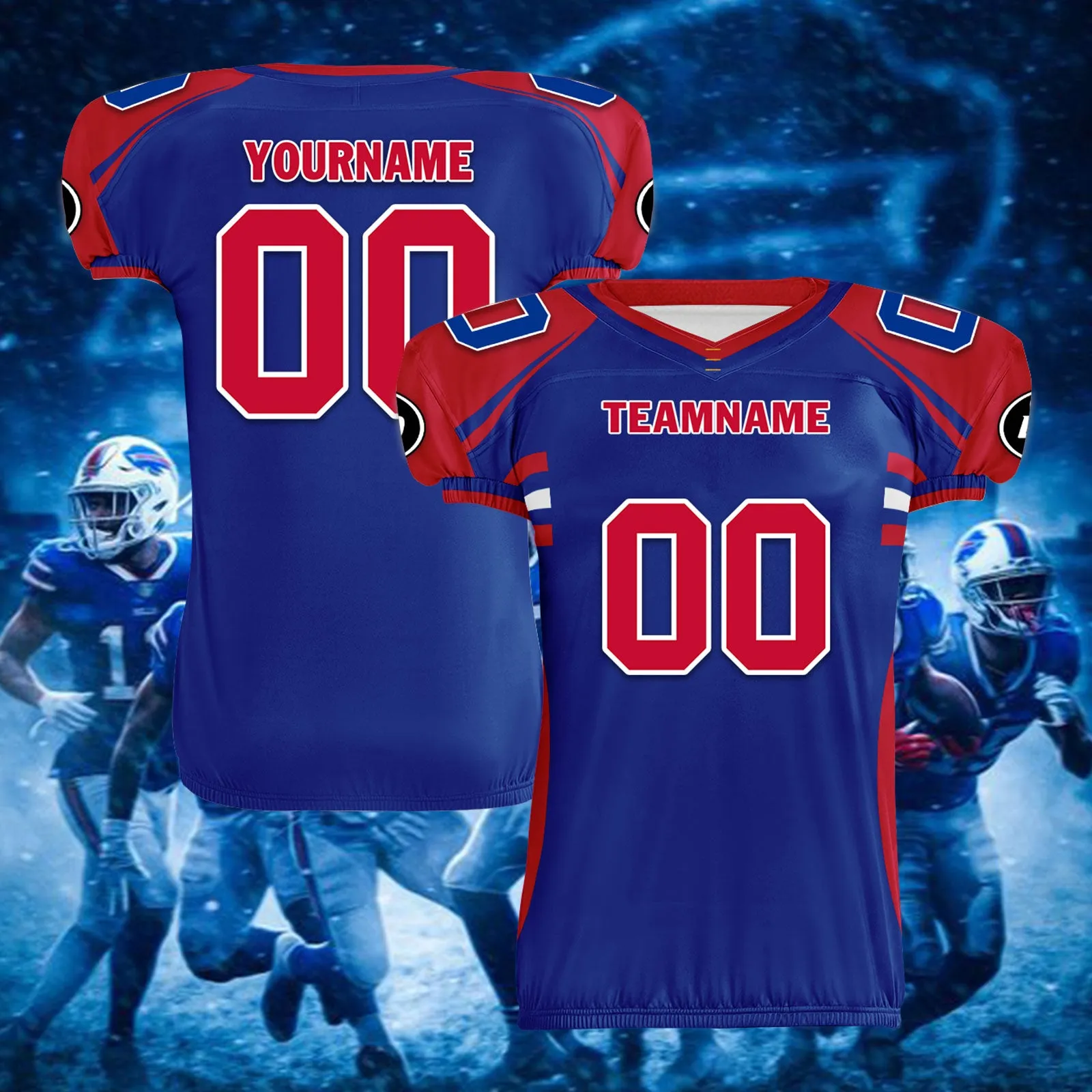 Custom Blue Red New York High-Performance American Football Jersey FBJ06-D023001-4
