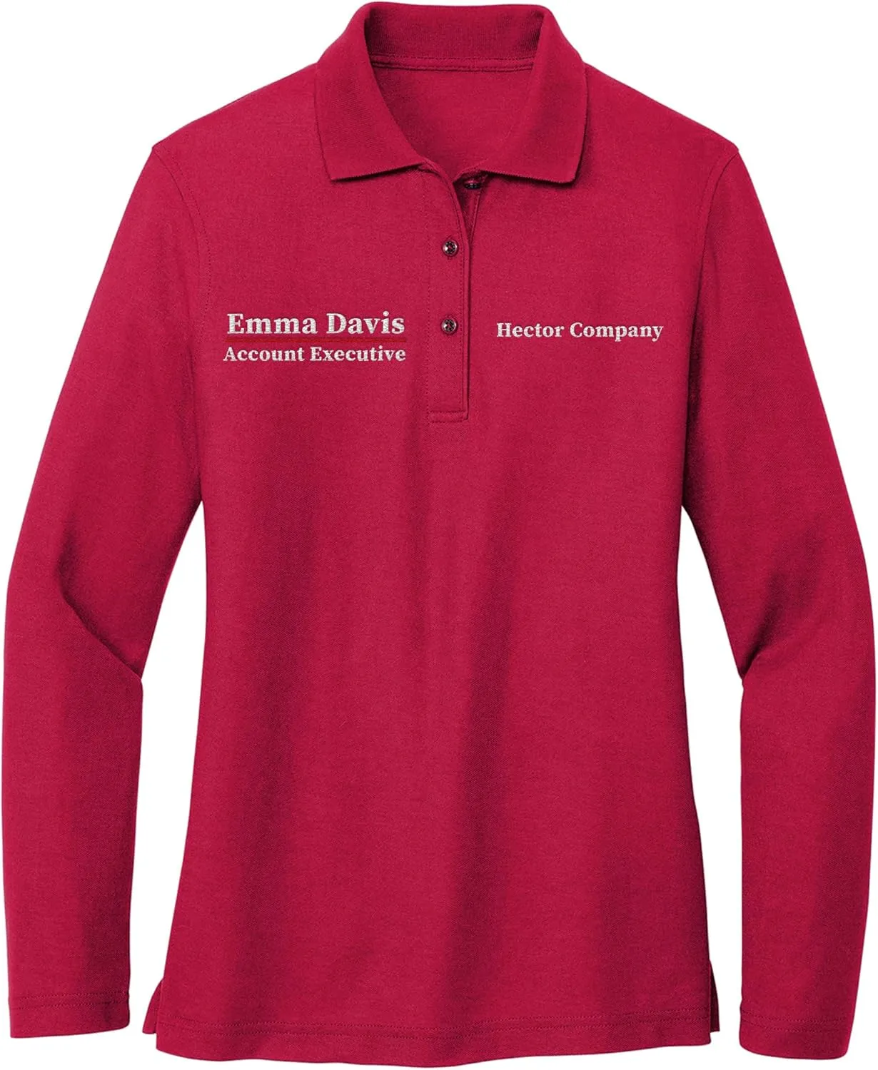Custom Embroidered Long Sleeve Polo Shirt for Women Personalized Embroidery Text Name