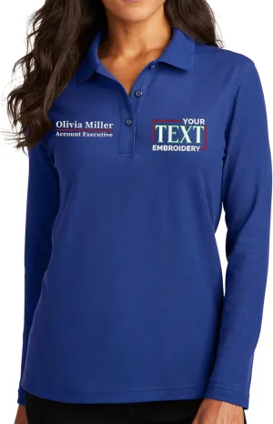 Custom Embroidered Long Sleeve Polo Shirt for Women Personalized Embroidery Text Name