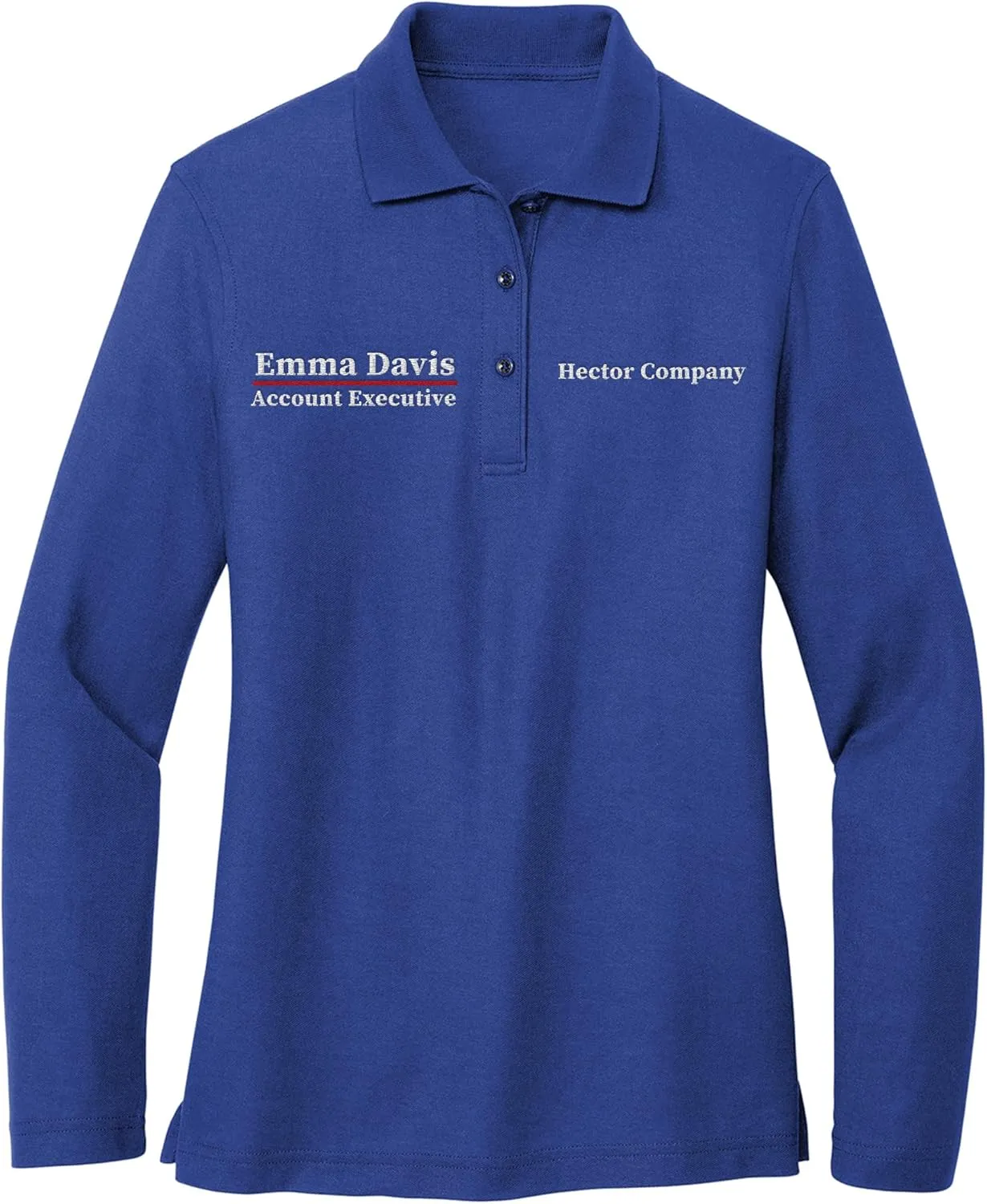 Custom Embroidered Long Sleeve Polo Shirt for Women Personalized Embroidery Text Name