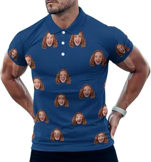 Custom Golf Polo T Shirts for Men Design Your Own Personalized Customized Dog Face Short Sleeve T Shirt with Photo Text