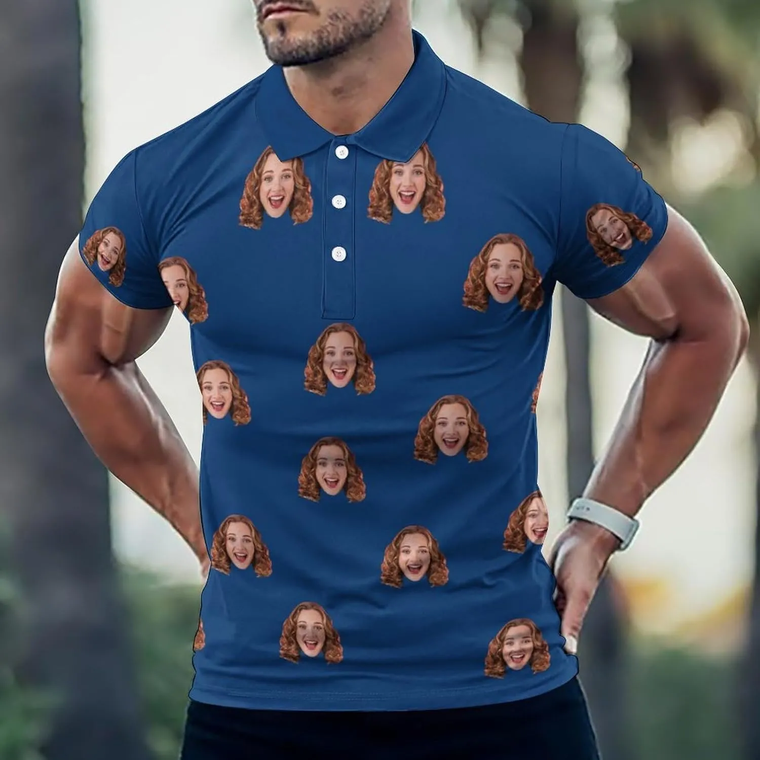 Custom Golf Polo T Shirts for Men Design Your Own Personalized Customized Dog Face Short Sleeve T Shirt with Photo Text