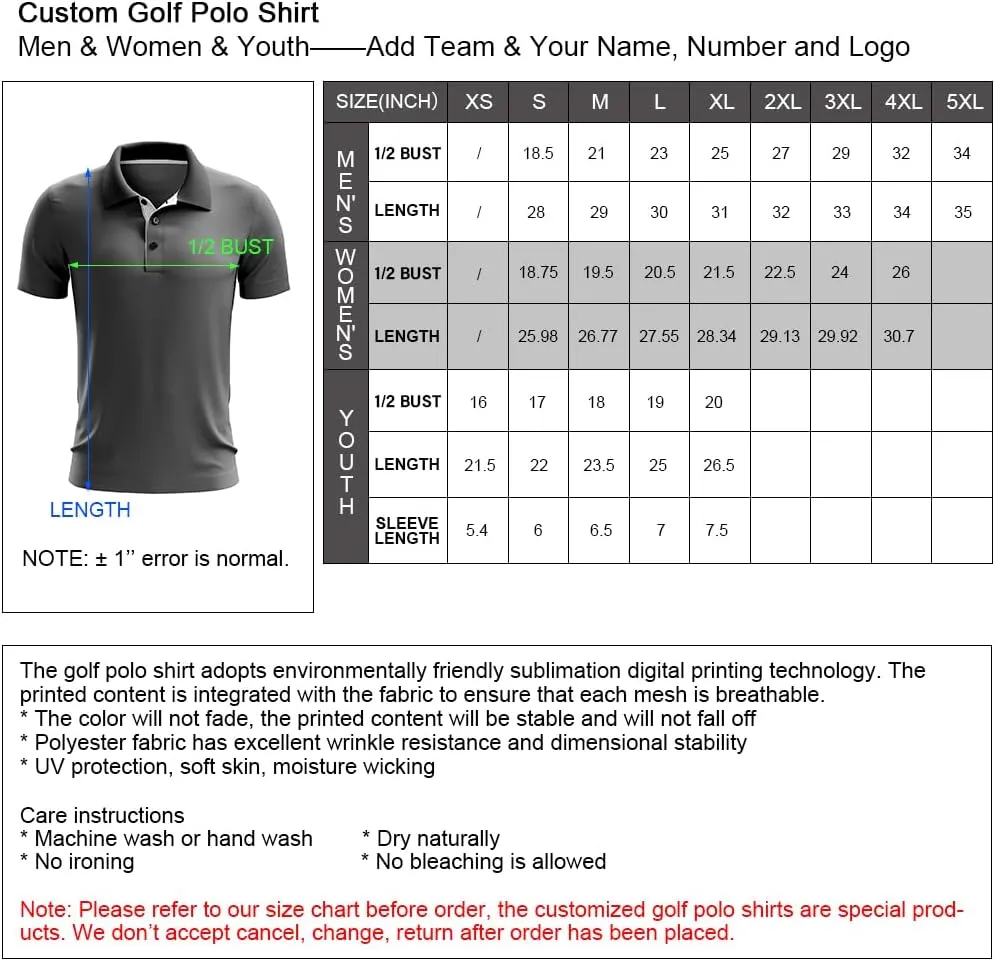 Custom Mens Golf Polo Shirt Personalized Tennis Shirts Two Button Boys Bowling Jersey Sports Pullover Shirts