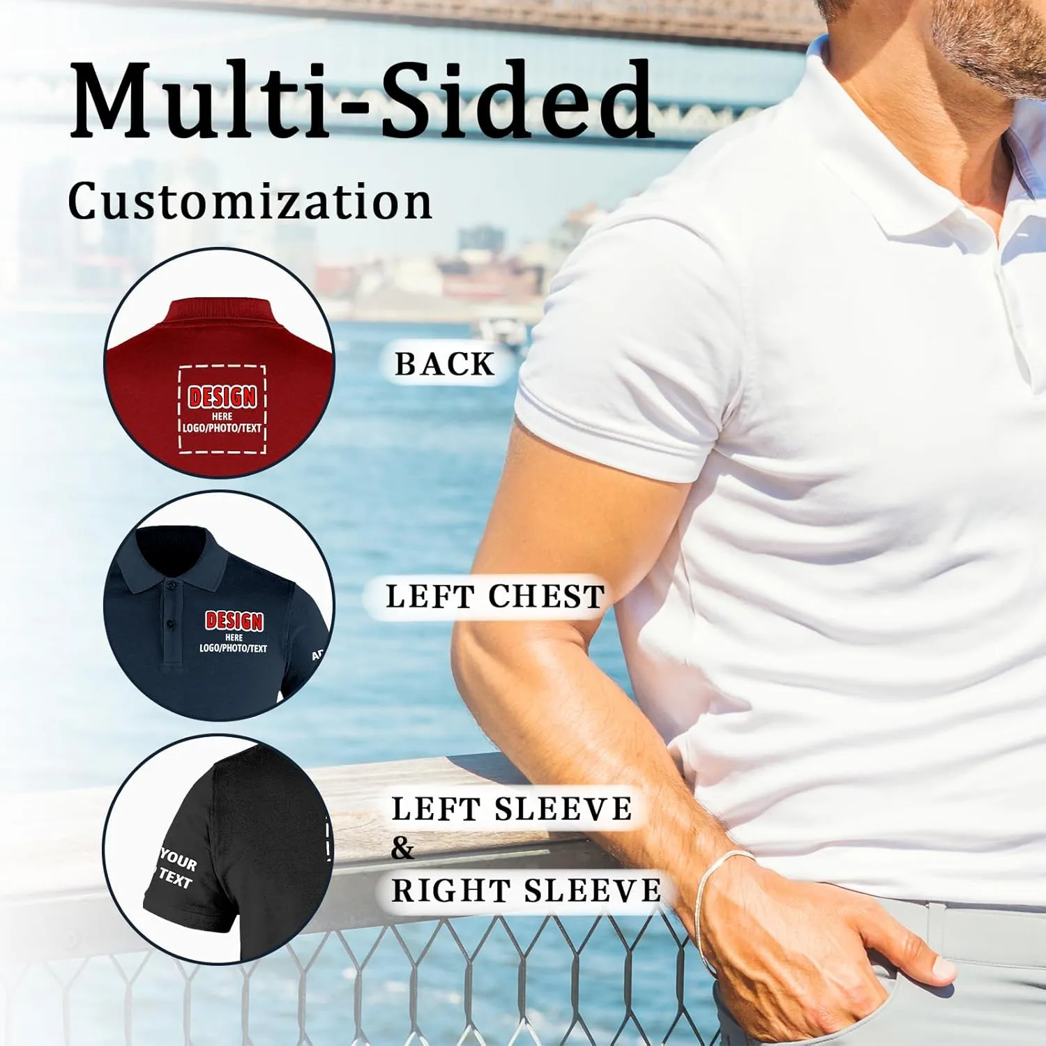 Custom Polo Shirts for Men Personalized Shirt Golf Jersey Customized Text Logo FrontBack Embroidered Print