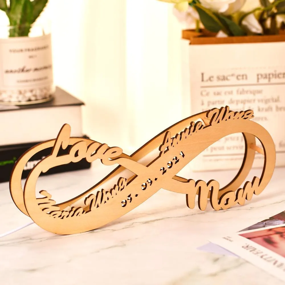 Custom Wooden Lamp Name Sign Love Mum