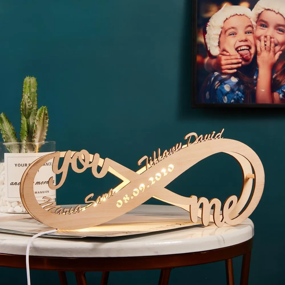 Custom Wooden Lamp Name Sign Love Mum