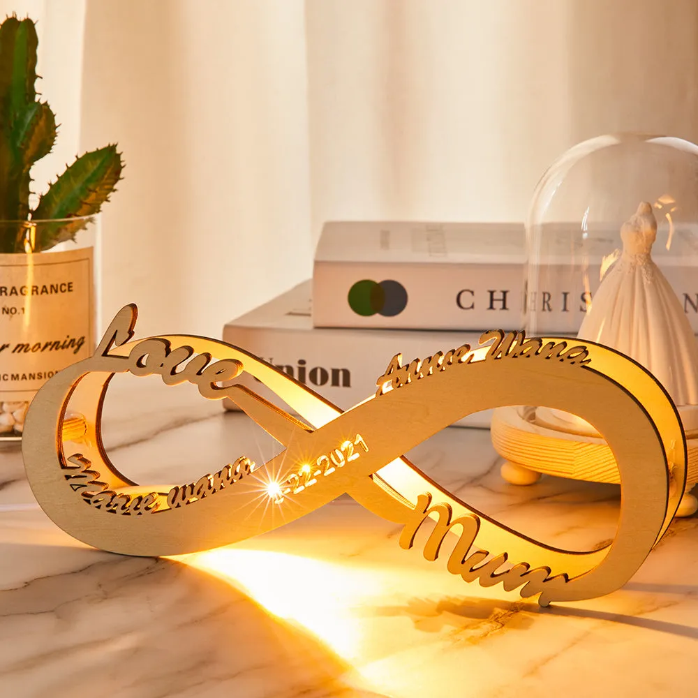 Custom Wooden Lamp Name Sign Love Mum