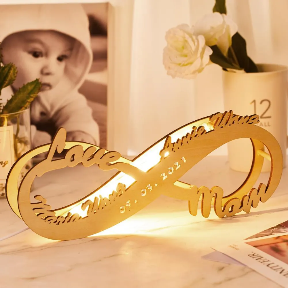 Custom Wooden Lamp Name Sign Love Mum