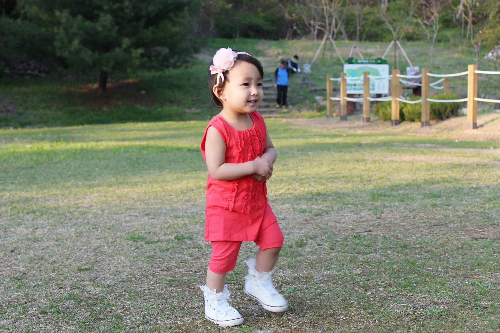 Dark Pink Cotton Knee Leggings