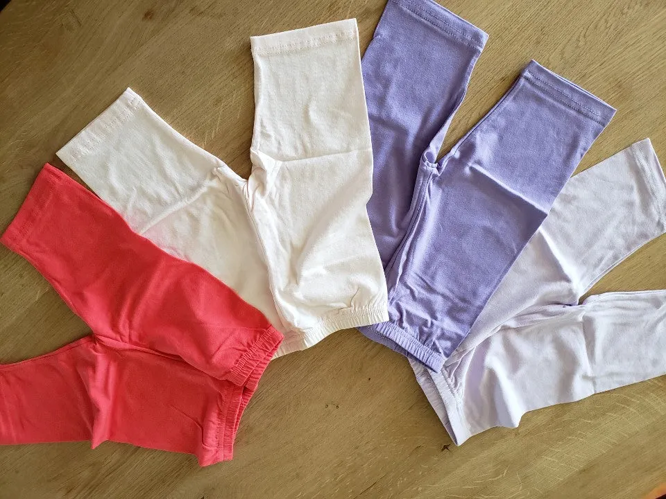 Dark Pink Cotton Knee Leggings