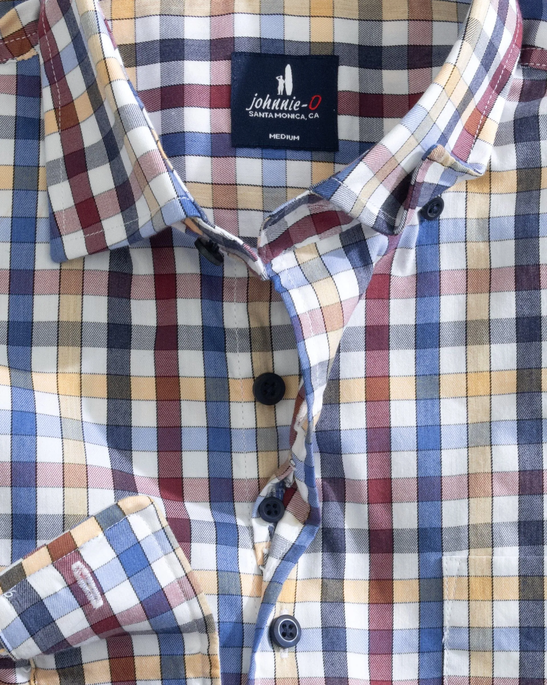 Dartmouth Tucked Cotton Blend Button Up Shirt in Merlot by Johnnie-O