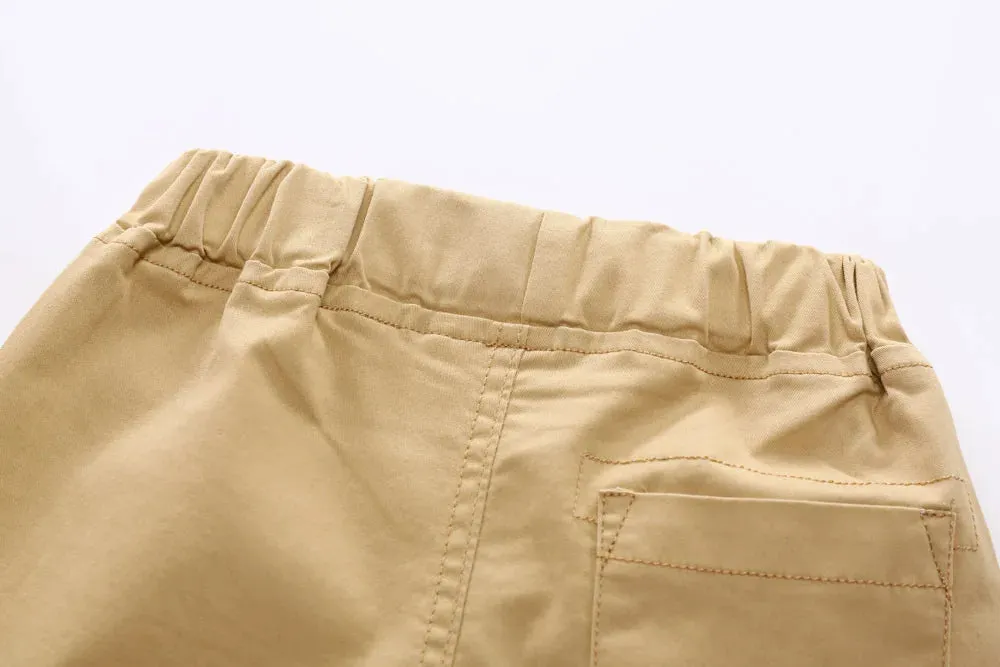 DE PEACH New Kids Boys Casual Shorts Summer Solid Color Cotton Baby Girls Loose