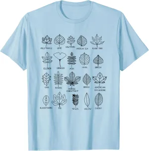 Different Types of Tree Leaves, Common Leaves, Nature Lovers T-Shirt