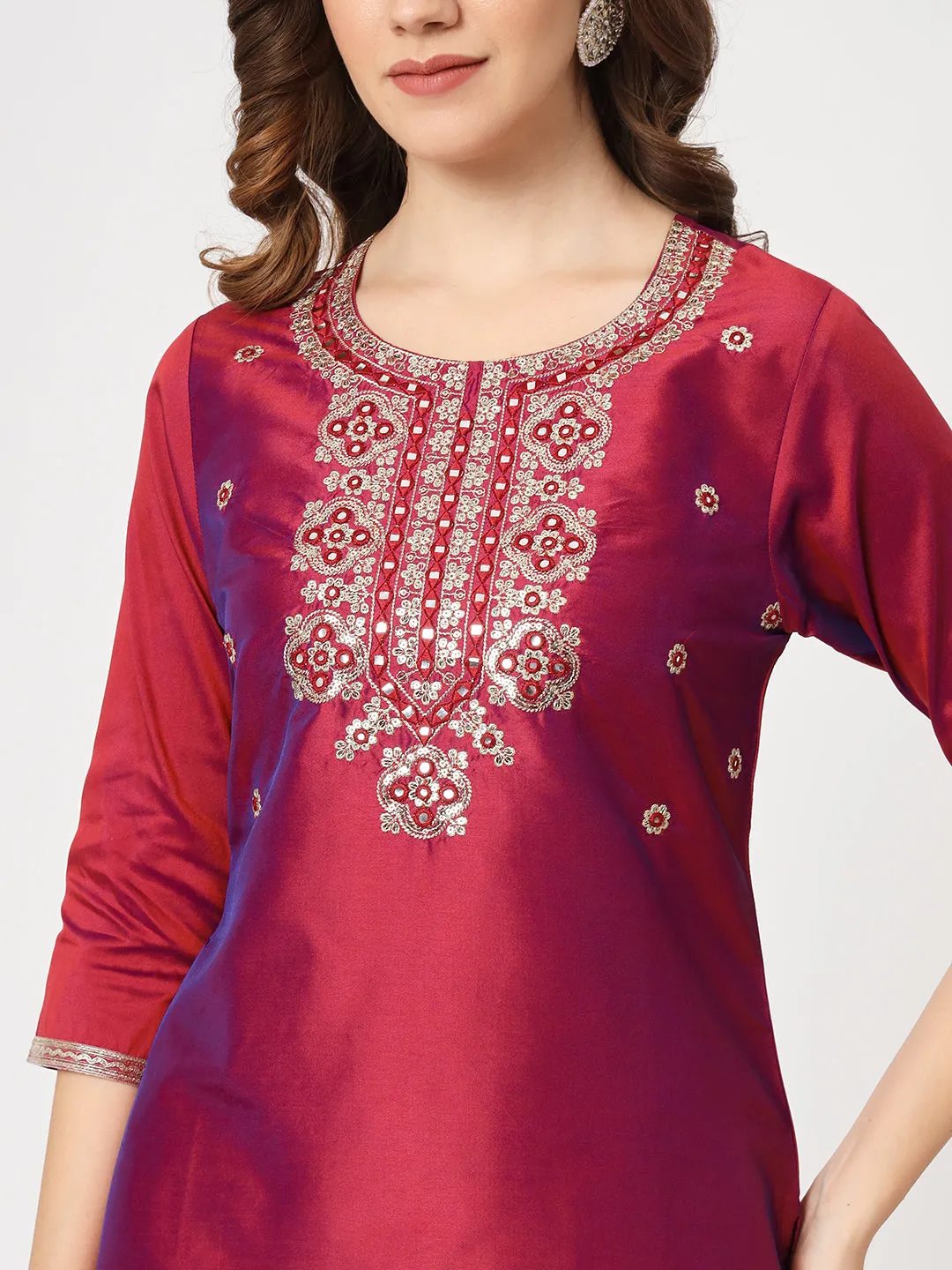 Embroidered Neck Festive Wear Kurta