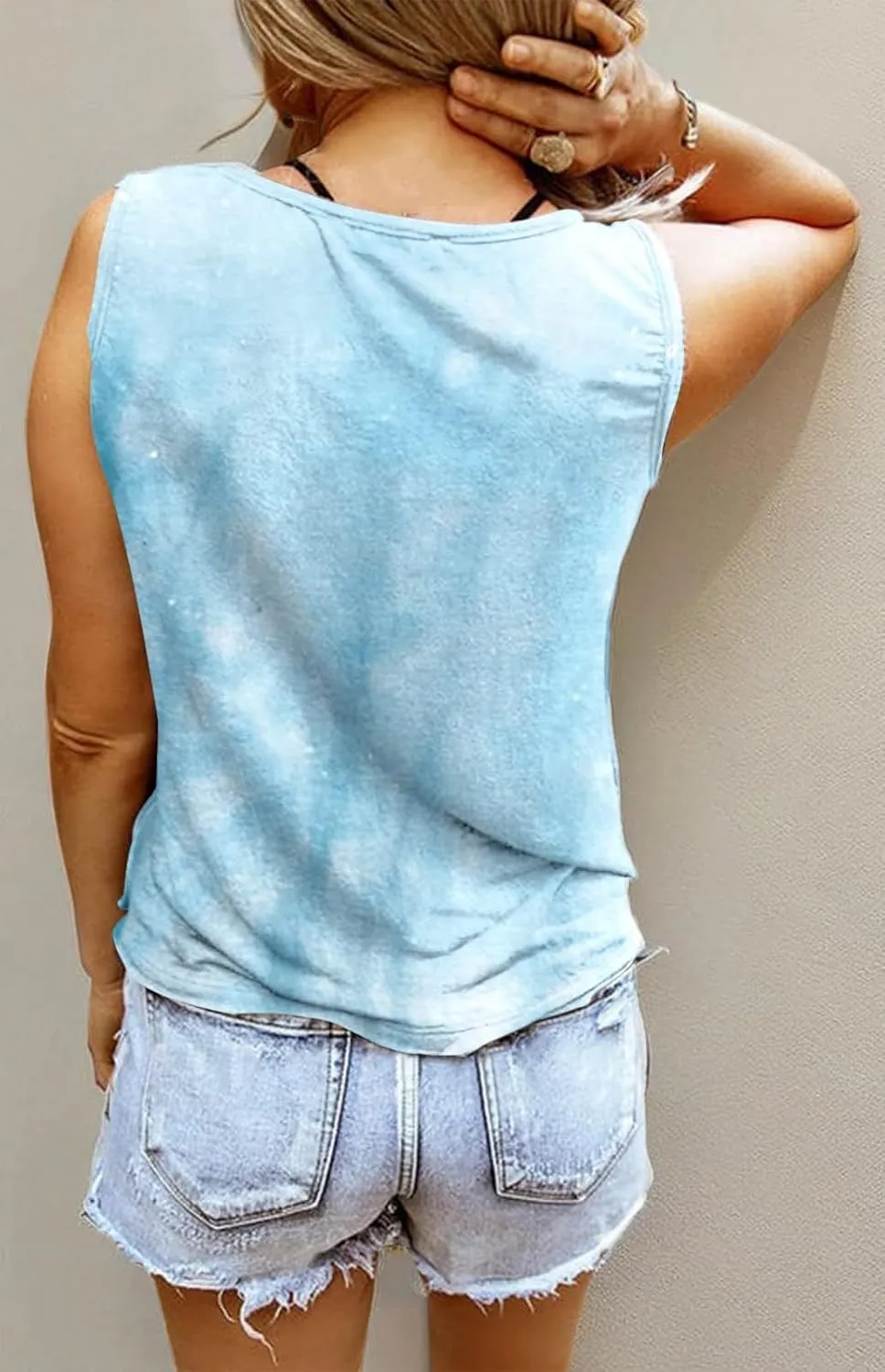 ETCYY Women Sleeveless V Neck Tank Tops Floral Print Loose Fit Causal Summer Country Music Ring Hole T Shirts