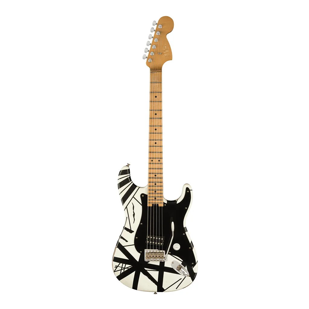 EVH Striped Series '78 Eruption, Maple Fingerboard, White with Black Stripes Relic