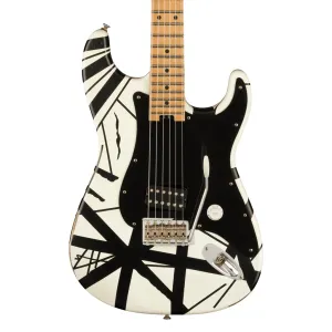 EVH Striped Series '78 Eruption, Maple Fingerboard, White with Black Stripes Relic