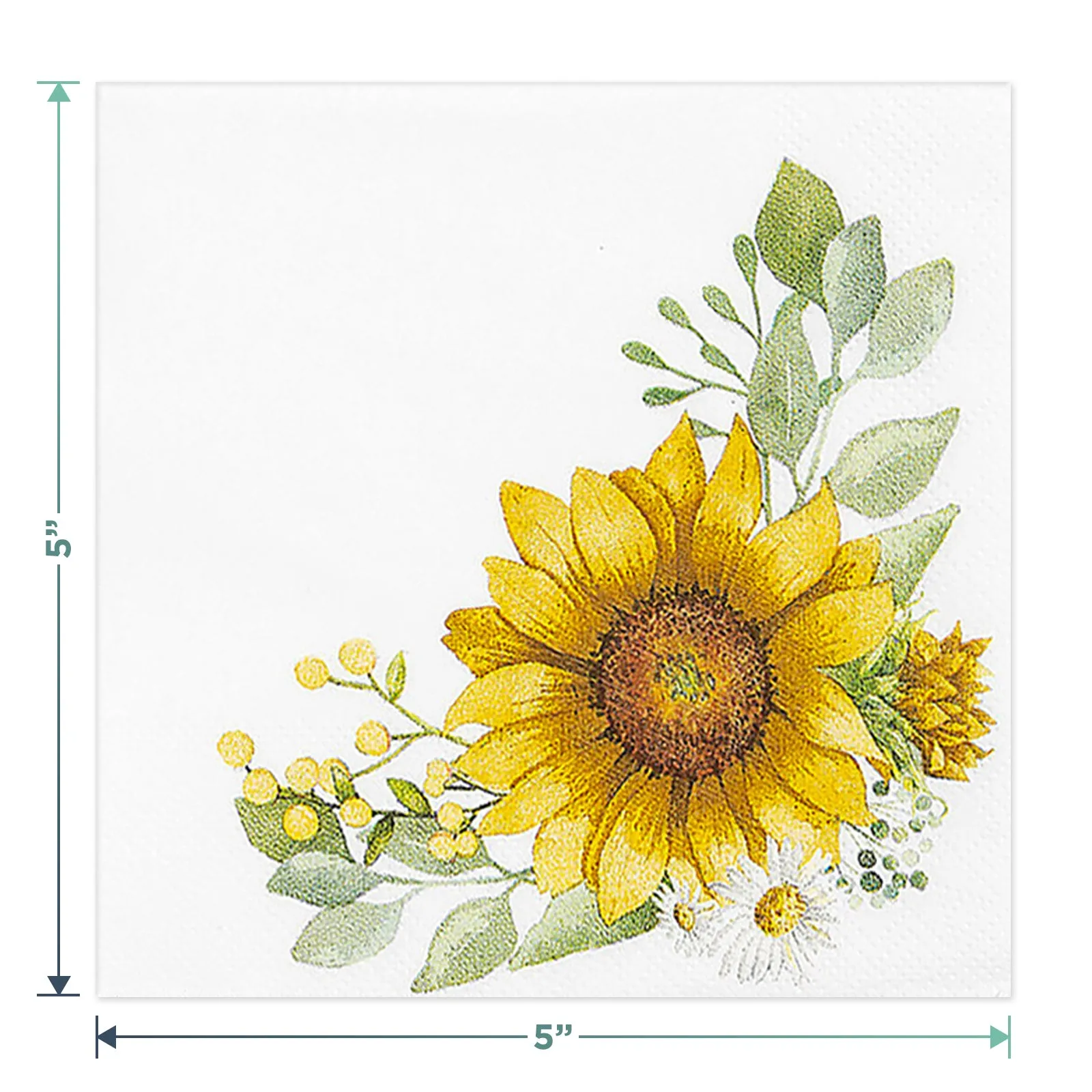 Farmhouse Sunflower Party Paper Dessert Plates, Napkins, Cups, Table Runner, and Garland Set (Serves 16)