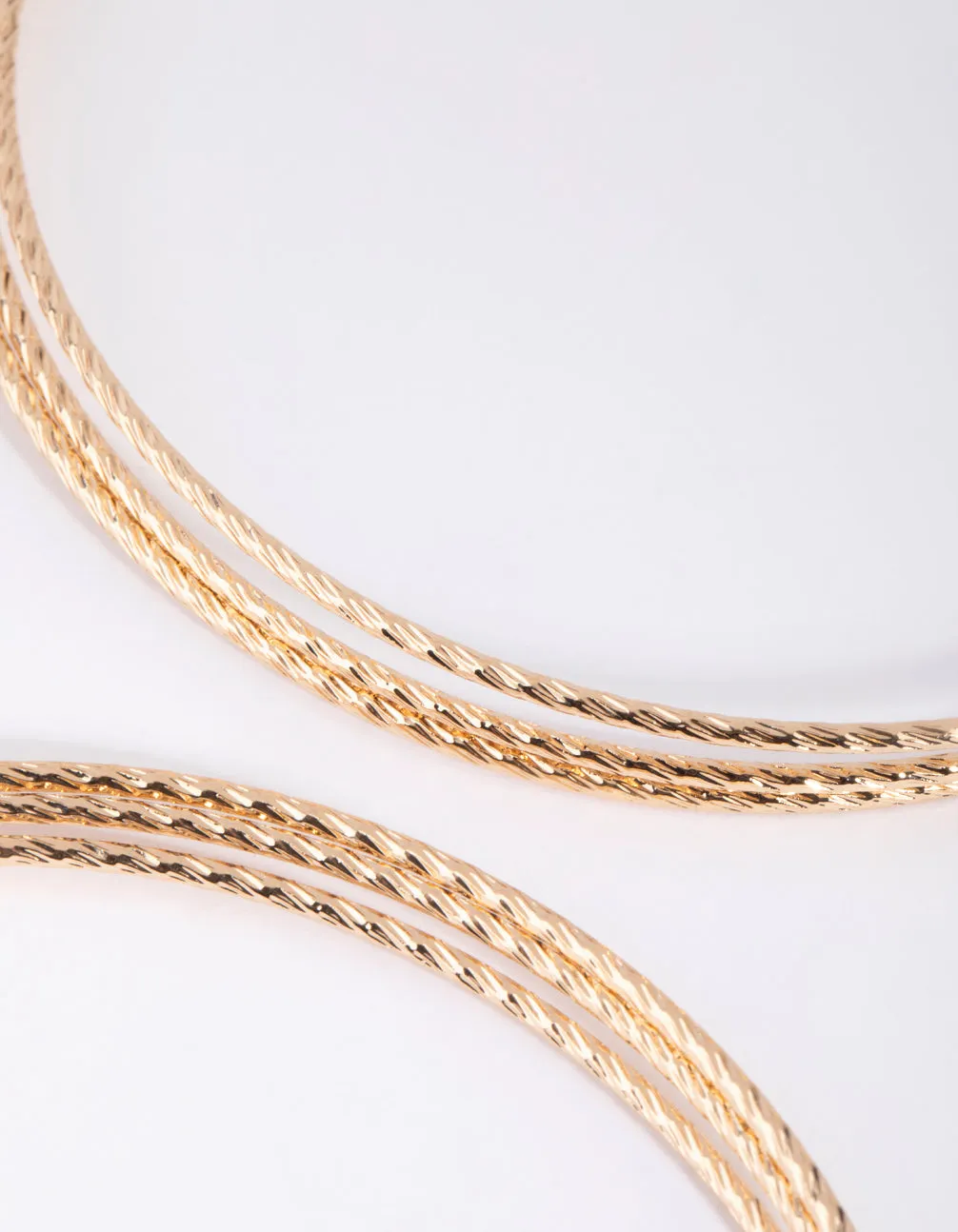 Gold Diamond Cut Twisted Hoop Earrings