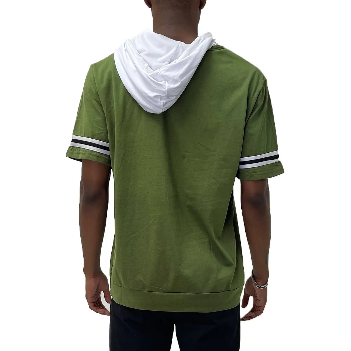 Green Striped Tape Hooded Tee
