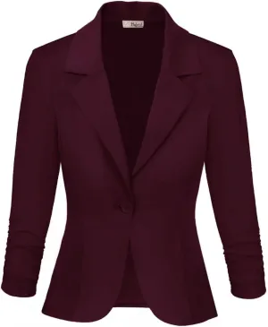 Hybrid & Company Women's Lightweight Casual Work Office Stretch Ponte Cardigan Blazer Jacket Made in USA