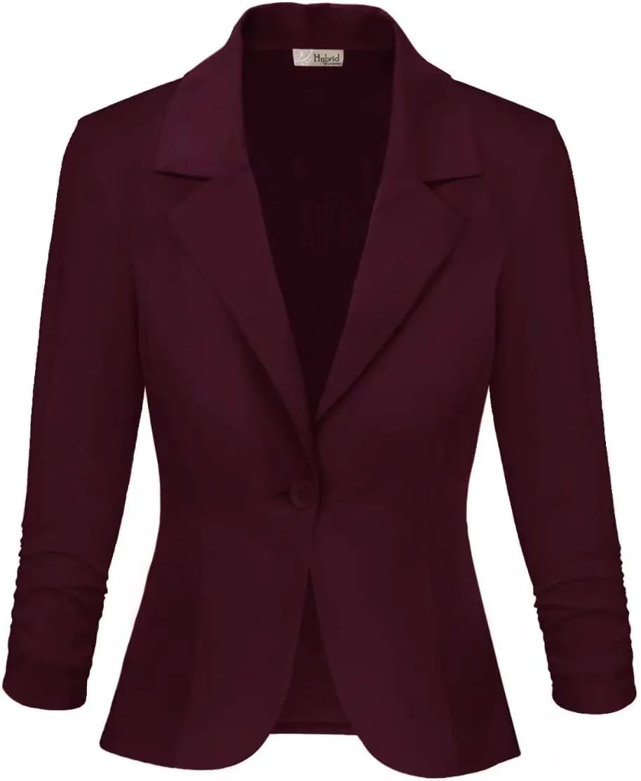 Hybrid & Company Women's Lightweight Casual Work Office Stretch Ponte Cardigan Blazer Jacket Made in USA