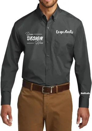 INK STITCH Men W100 Custom Personalized Embroidery Add Logo Texts Easy Care Long Sleeve Dress Buttondown Shirts
