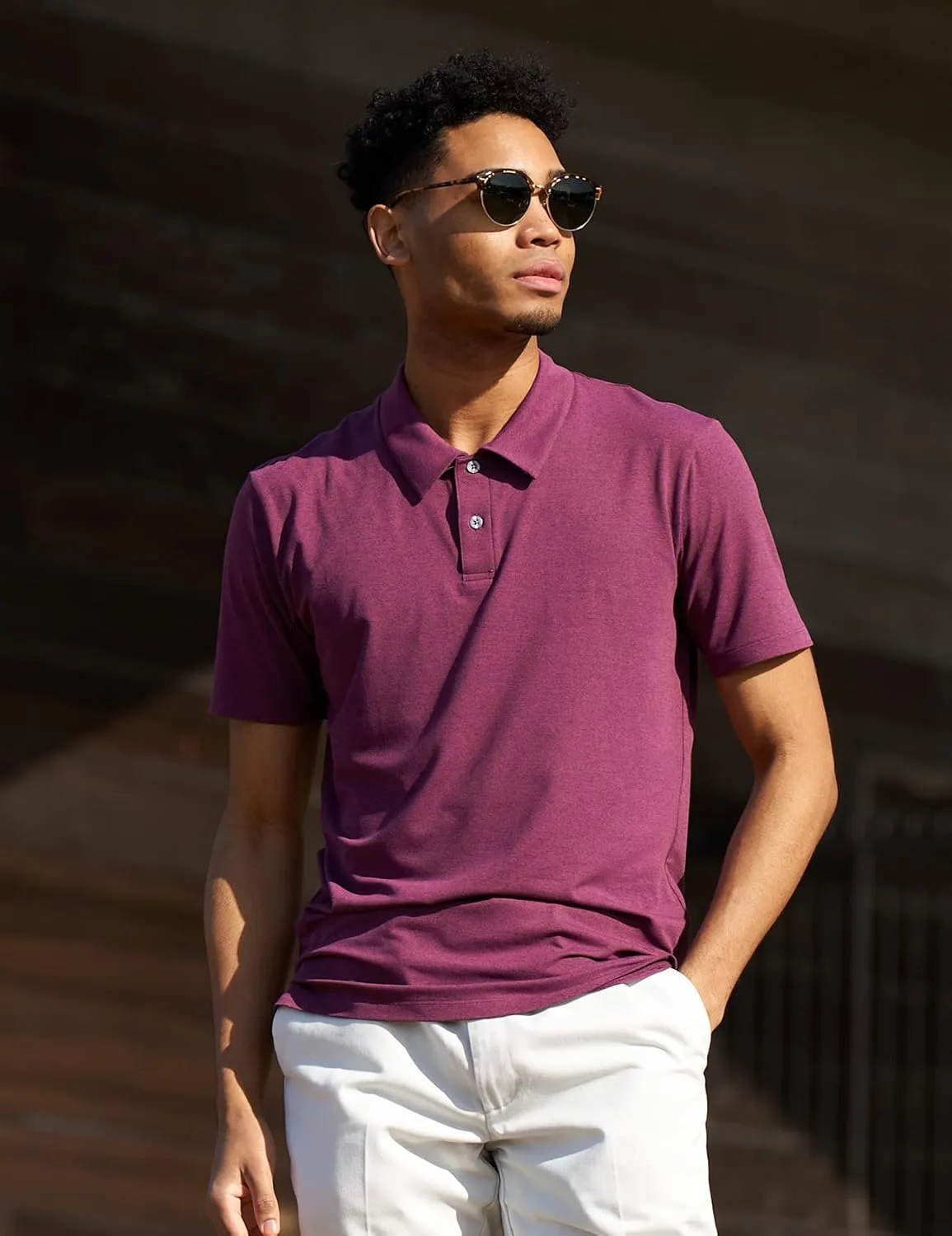 LAPASA Men's Polo Shirt Cotton Pique Classic & Active T-Shirt Short Sleeve Moisture Wicking Golf Tennis Lightweight M19/M131