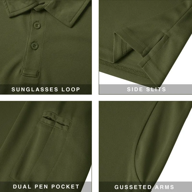 Long Sleeve Polo Shirts for Men Quick Dry Performance Polo T Shirts Collared Tactical Shirt Athletic UPF Golf Shirts