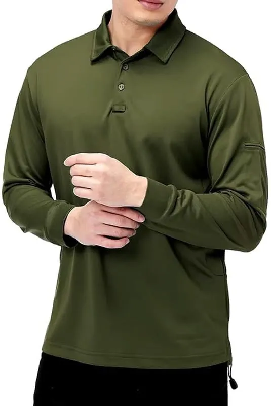 Long Sleeve Polo Shirts for Men Quick Dry Performance Polo T Shirts Collared Tactical Shirt Athletic UPF Golf Shirts